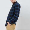 Fabricante de OEM Men moda moda casual e azul de manga comprida botão para baixo cami