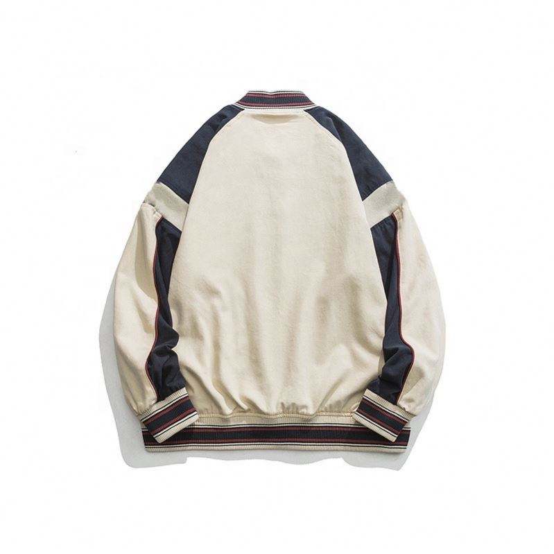 OEM Manufacturer New Custom Logo Contrast Color Stitching Baseball Collar Jacket