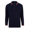 Mens Shirts Navy Tipped Long Sleeve Polo Shirt