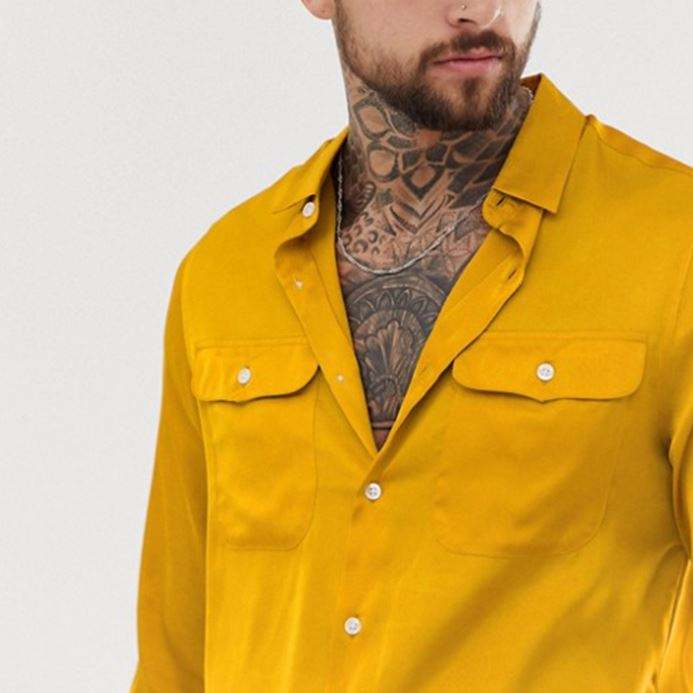 OEM Manufacturer High Quality Plain Satin Men Long Sleeve Shirt