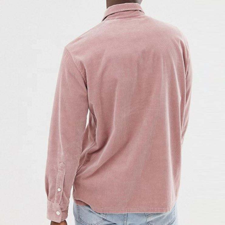 OEM Manufacturer Shirt enim homines C% Cottonus Long Sleeve Funiculus Overshirt in Pink