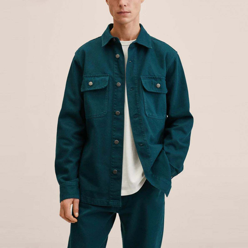 OEM Manufacturer High Quality Man Custom Logo Cotton Long Sleeve Button Up Denim Shirt