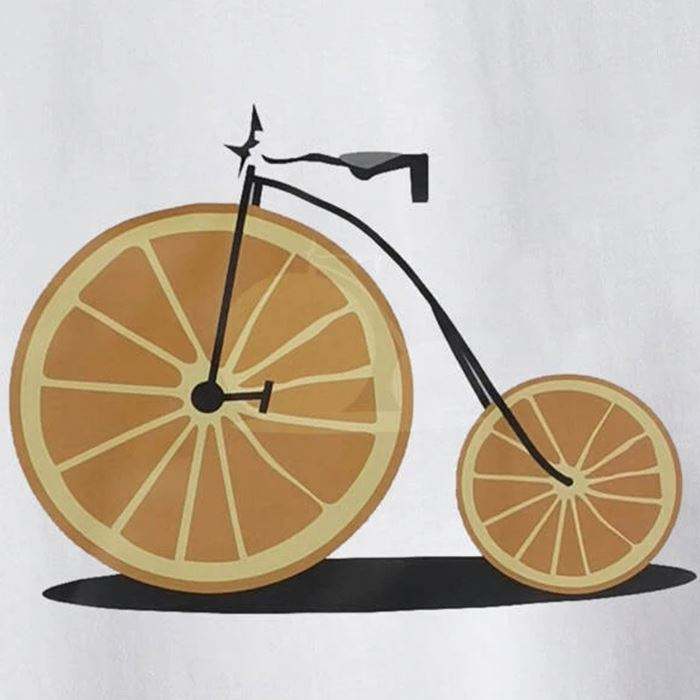 Camiseta 100% de algodón con estampado de bicicleta de fruta personalizada, camisetas de manga corta de verano para hombre con cuello redondo, superventas a granel