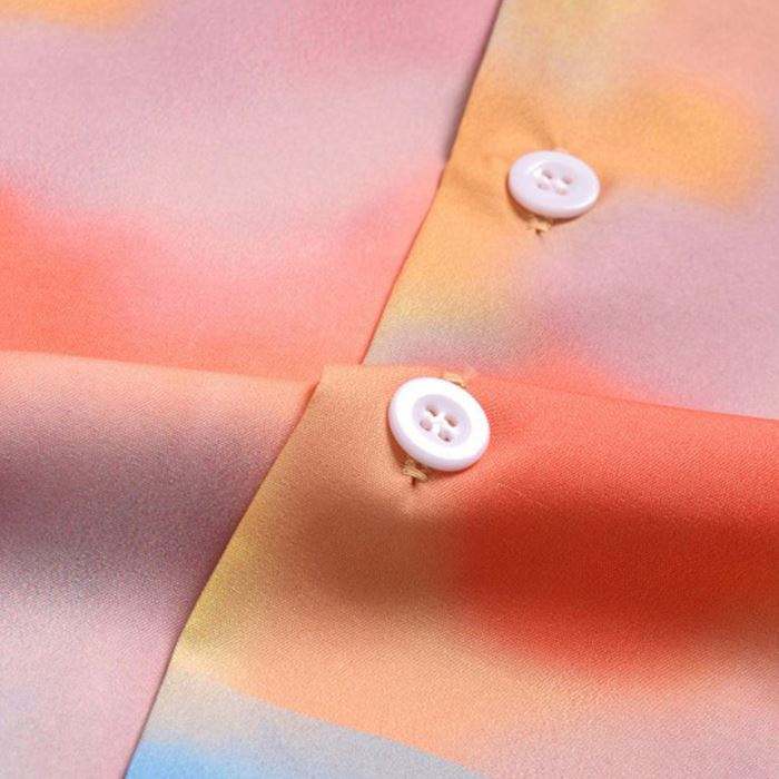 OEM Manufacturer Summer Casual Shirt Tie Dye Print Men Short Sleeve Polyester Shirt