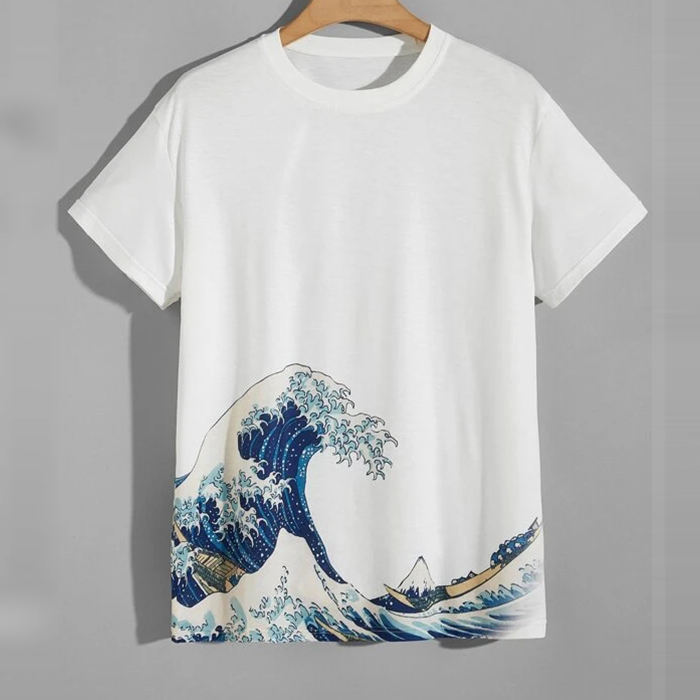 Wholesale High Quality Summer Shorts Leeve T Shirts Men White Digital Printing Graphic Tshirt