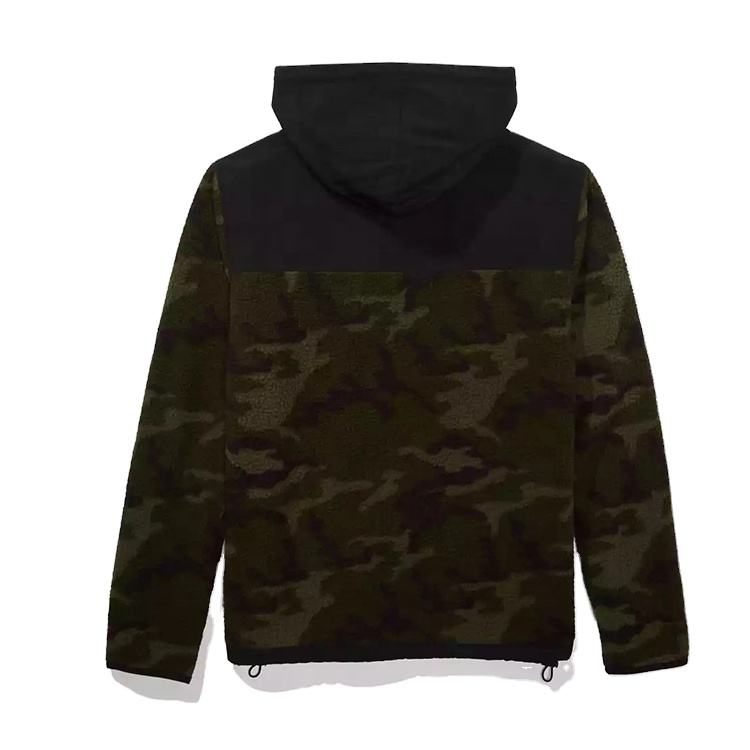 Customized Design Men Camo Sherpa Jackets Patchwork Winter Hoodie