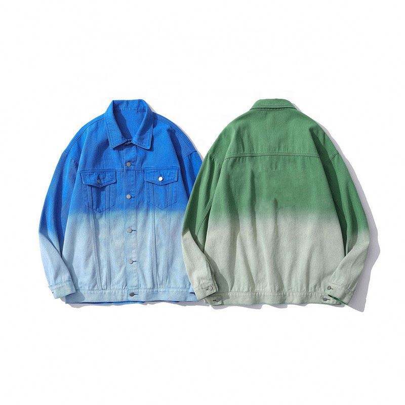Oem Manufacturer Wholesale Custom Fashion Gradient Pattern Denim Cardigan Clothing Jacket