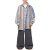 OEM Manufacturer High Quality Custom Men Blouse Square Collar Layered Design Oversized Linen Twill Long Sleeve Plaid Shirt