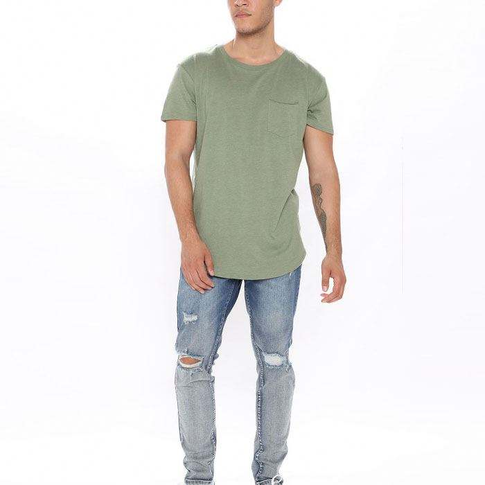 Manufacturers Wholesale Tshirts Short Sleeve Crew Neck Men Plain Curved Hem Tshirt