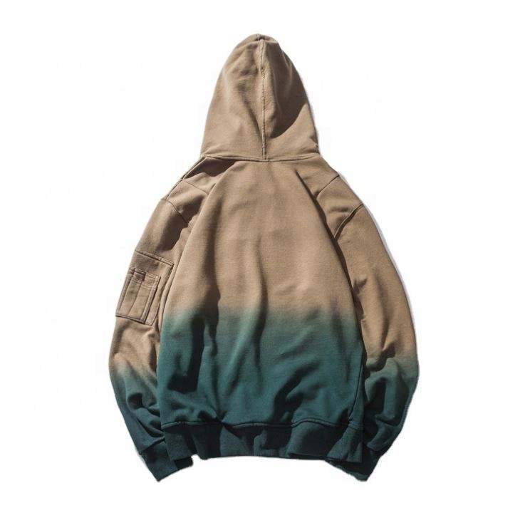 Pengilang OEM Logo Kustom 100% Kapas Reka Bentuk Terkini Perancis Terry Dip Dye Hoodie untuk Lelaki