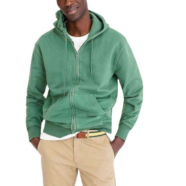 OEM -Hersteller benutzerdefinierte Herren hoher Qualität 100%Baumwoll Vintage Style Reißverschluss auf leere gewaschene benutzerdefinierte Hoodies