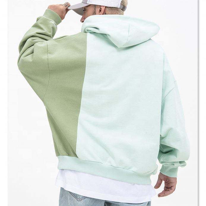 OEM-produsent Egendefinert logo Blanke vinterhettegensere Pulloverstil Fargeblokk Overdimensjonert hettegenser for menn
