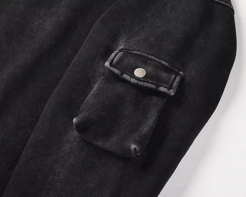 OEM proizvođač prilagođenih džepnih rukava Visokokvalitetna teška 100% pamučna majica s okruglim izrezom Wash Vintage Muška odjeća