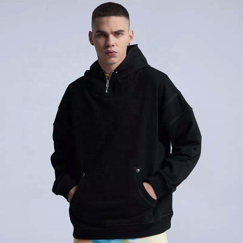OEM Manufacturer Custom Half Zipper Pullover Oversize Hoodie Men's Clothing