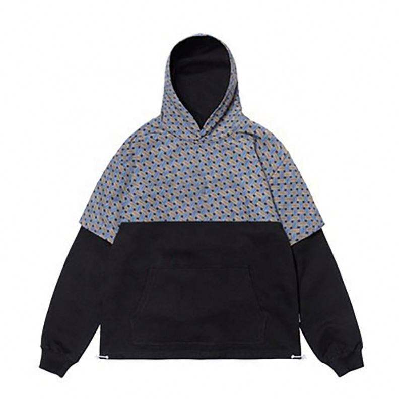 OEM Manufacturer Customized Plaid Patchwork Casual Custom Sweatshirt Plus Size Hoodies Men Hoodies