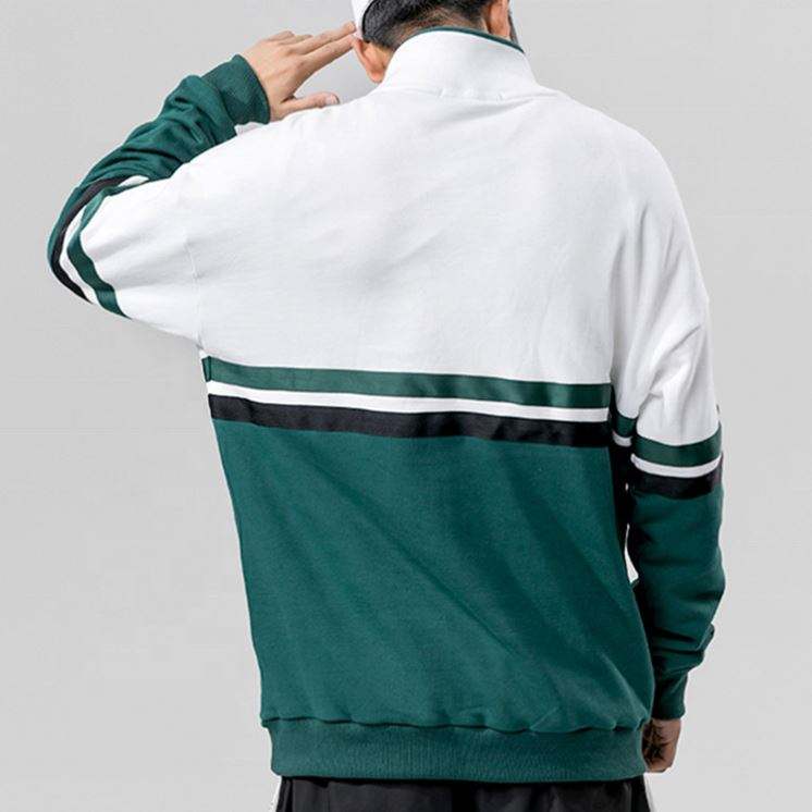 OEM Manufacturer 2022 Stand Collar Cotton Half Zip Sweatshirts Color Block Fashion Pullover Hip Hop Sweatshirts Men