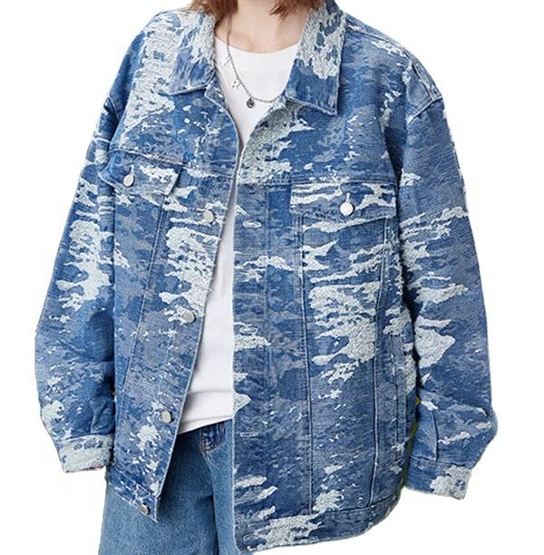 Oem Manufacturer Wholesale Denim Tie Dye Personality Plus Sizes Fashion Three Dimensional Pocket Jacket