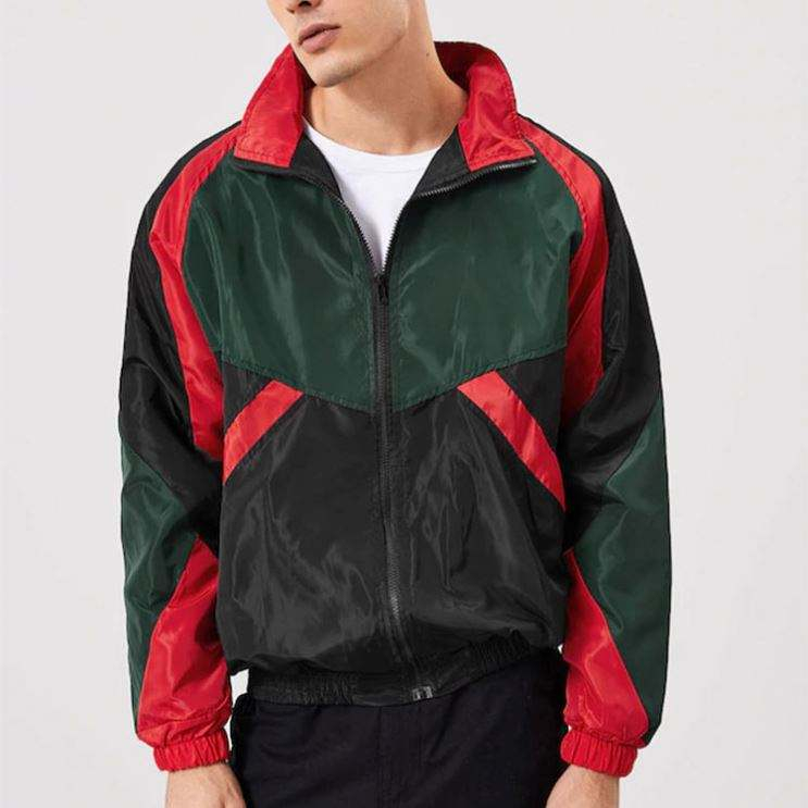 OEM Proizvajalec logotip po meri Patchwork Elastične manšete z dolgimi rokavi Zip Up Windbreaker jakna
