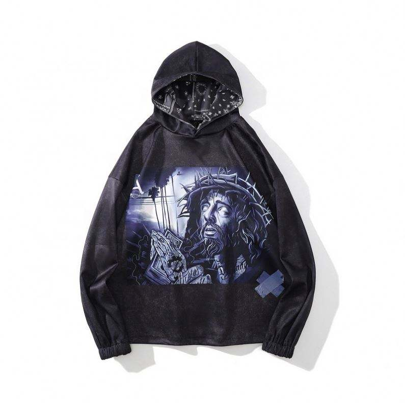 OEM Proizvođač Hot Sale Prilagodba logotip i veličina 100% pamučni francuski Terry Front Printing Crni hoodie za unisex