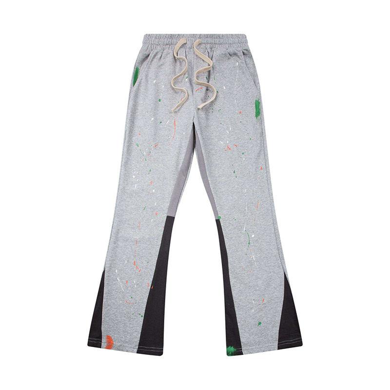 Чоловічі спортивні штани з розкльошеними кльошами, виробник OEM, еластична талія в стилі печворк із зображенням графіті.