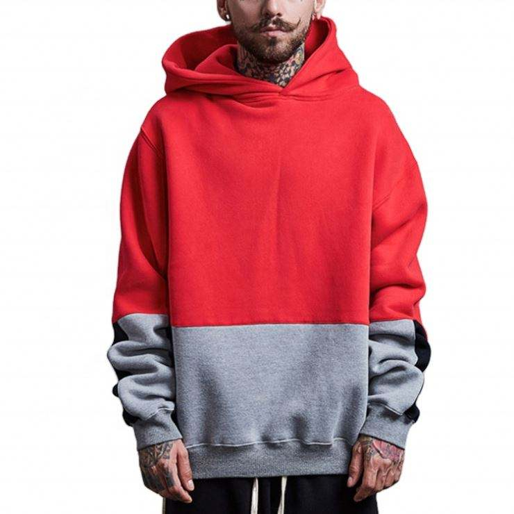 OEM Manufacturer Wholesale Custom Two Tone Colorblock Blank Pullover Fleece No Brand Name Oversized Hoodies For Men