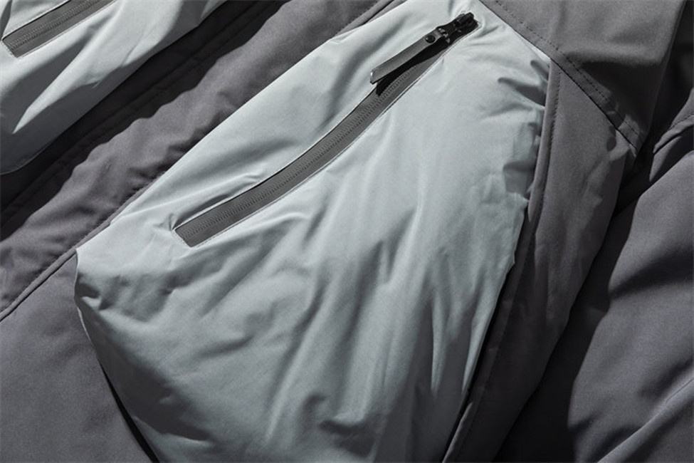 Oem Manufacturer Men's Hooded Cotton-Padded Coat Clash Color Stitching Pocket Loose Cargo Jacket