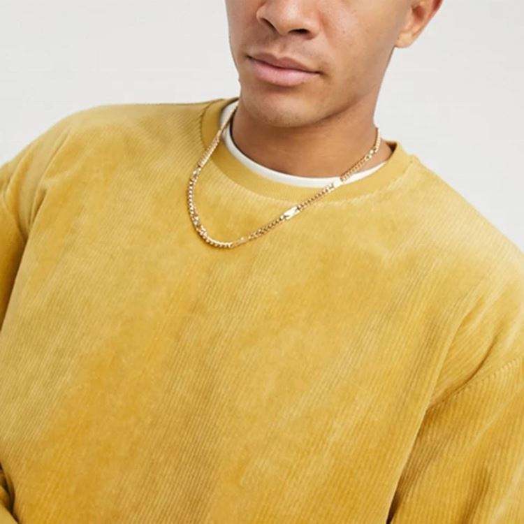 OEM Manufacturer Custom Blank Corduroy Sweatshirt Crew Neck Pullover Men's Coats