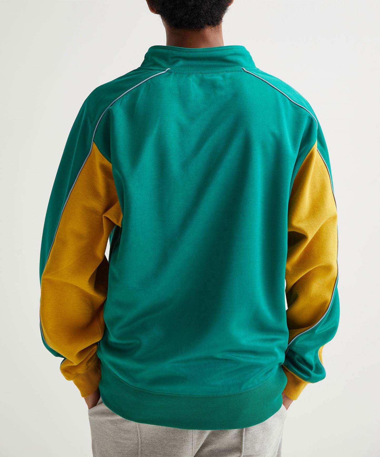 OEM Manufacturer Contrast Sleeve Color Piping Green Color High Quality Polyester Mock Neck Drawstring Hoodies Sweatshirts