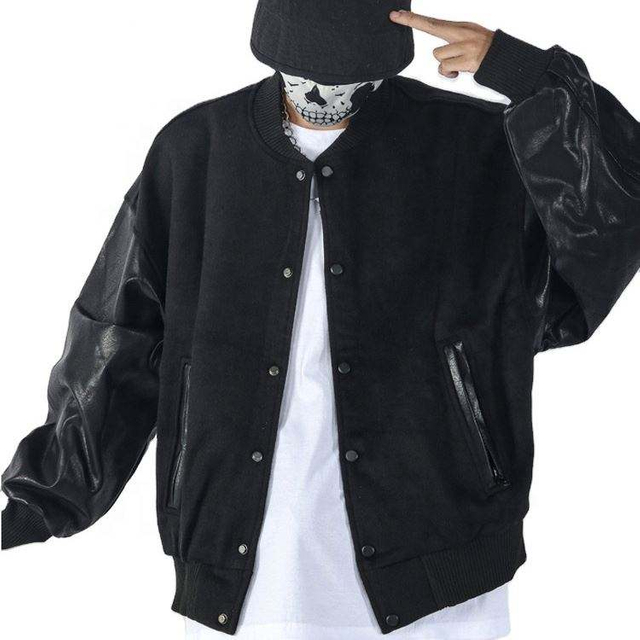 Oem Manufacturer Custom Logo Hot Rhinestone Leather Vibe Style Baseball Uniform Men's Jacket