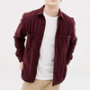 OEM Manufacturer Mens Shirts Chest Pocket Embroidery Logo Fleece Overshirt In Burgundy