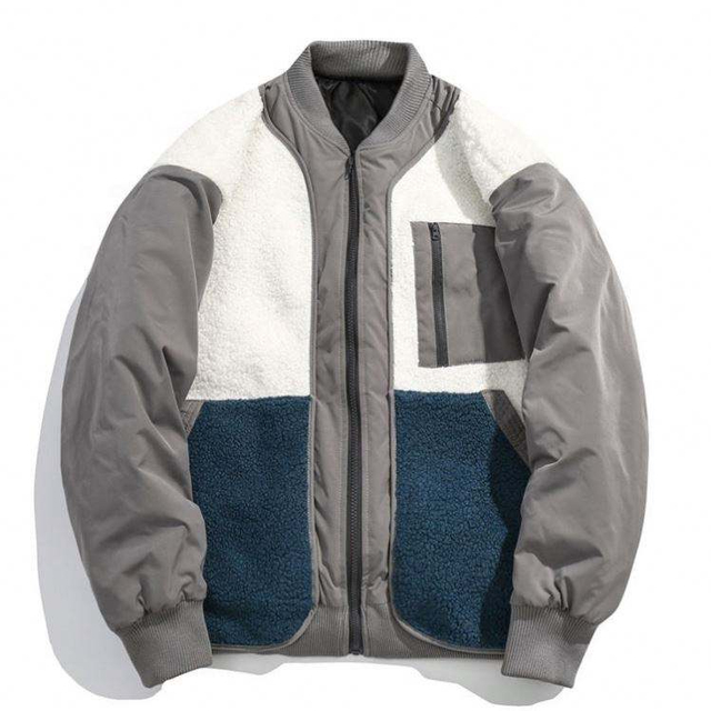 OEM Manufacturer Casual Fashion Contrast Color Stitching Baseball Collar Cottons Jacket