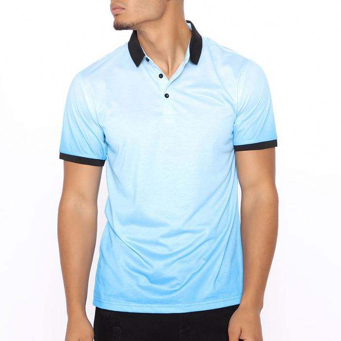Custom Logo Polo Shirt Short Sleeve Slim Fit Ombre Design Men Polo Shirt