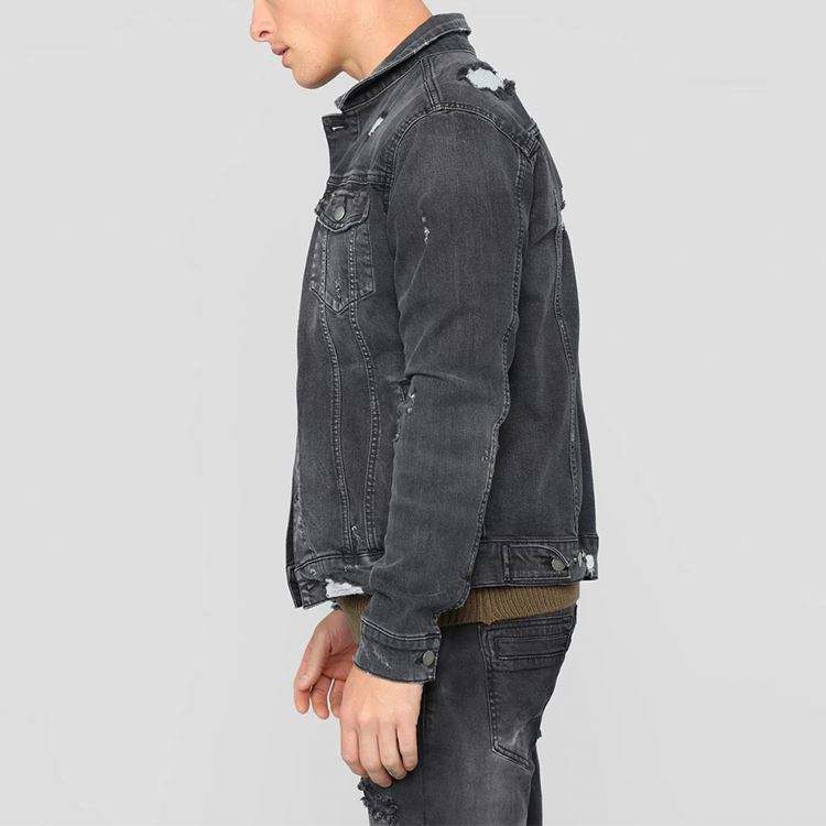 Hot Sale Made In China Wholesale Denim Jacket Men Slim Fit Washed Out Custom Denim Jacket Turtleneck