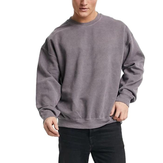 Sweat-shirt &agrave; col ras du cou pour homme, surdimensionn&eacute;, de haute qualit&eacute;, d&eacute;lav&eacute;, &eacute;paules tombantes