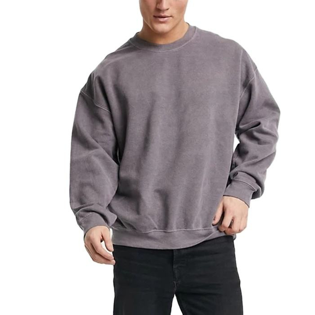 Mannen van hoge kwaliteit gewassen sweatshirts laten schouder oversized mannen bemanningsleden sweatshirts