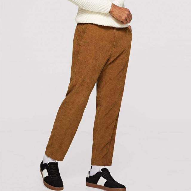 Men Slant Pocket Detail Corduroy Pants
