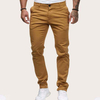 Fashion Pants Men Solid Color Button Mid Waist Casual Pants