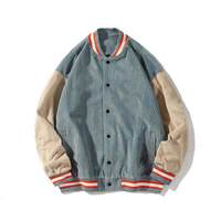 Manufacturers Custom Fashion Streetwear Baseball Jacket Button Up Front Thick Corduroy Winter Bomber Jacket