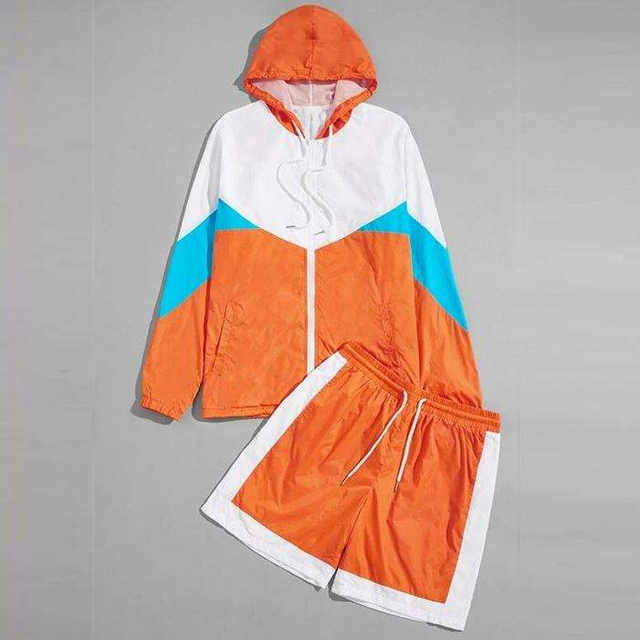Custom Logo Track Suits Men Sports Tracksuit Two Piece Color Block Red Men Tracksuits
