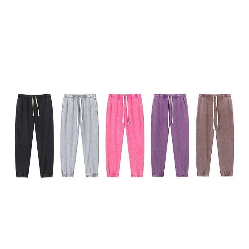 400Gsm Heavyweight Oversized Wax Dyed Streetwear Retro Custom Logo Acid Washed Men Sweatpants