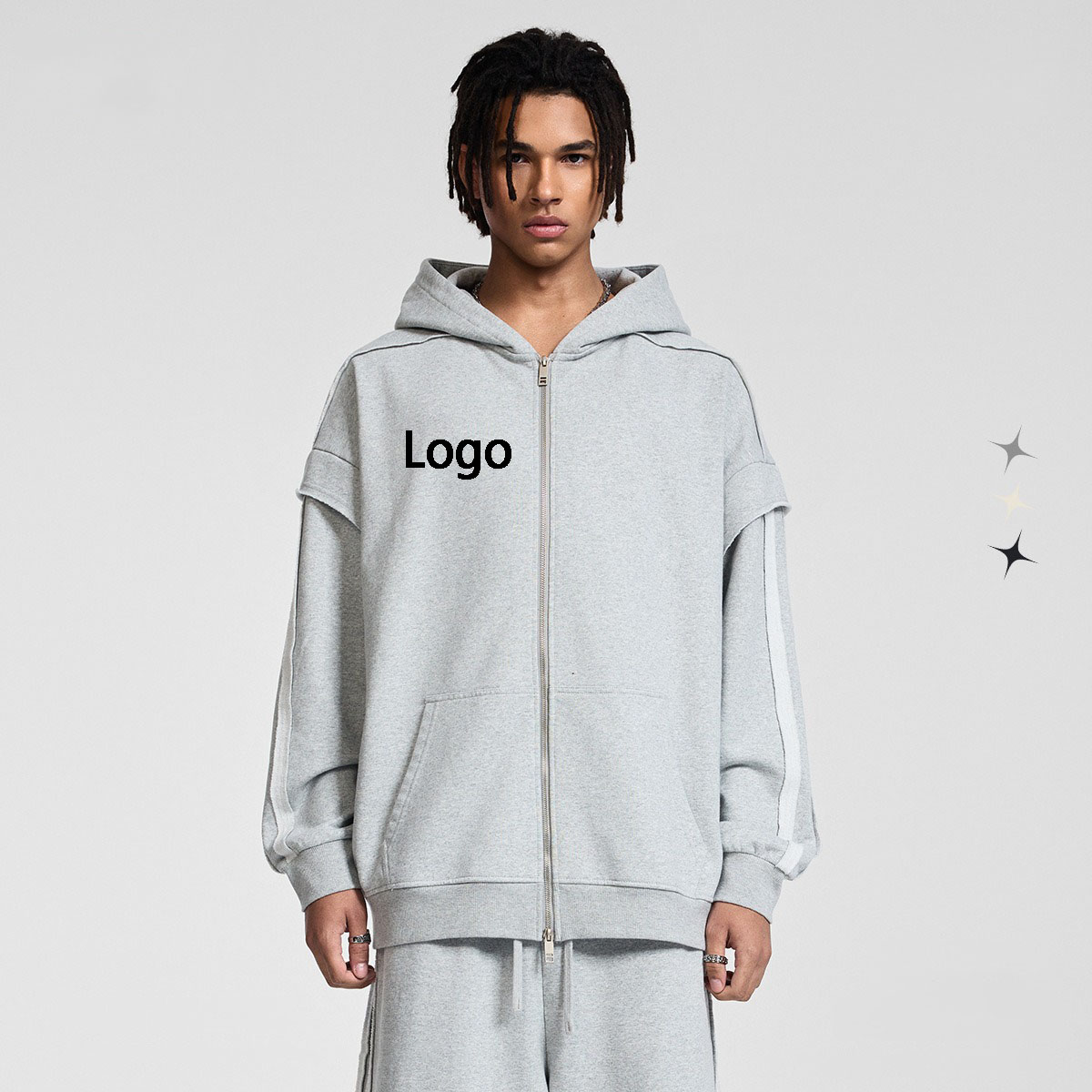 90988+90989 China Custom 450 Gsm Zip Up Hoodie Manufacturers