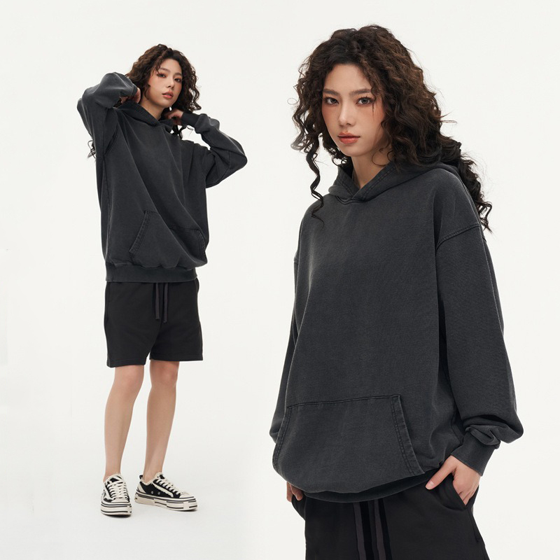 360 Gsm Blank Pullover Vintage Acid Wash Unisex Streetwear Heavyweight Men's Custom Hoodie