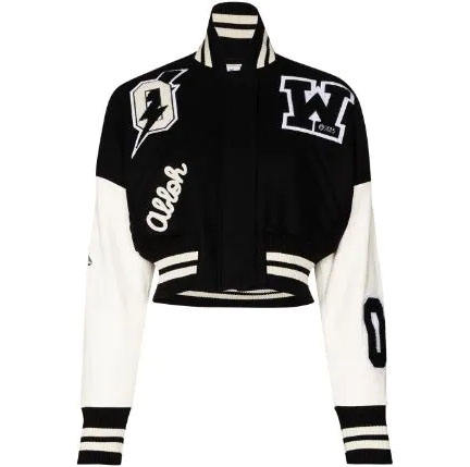 OEM Manufacturer High Quality Chenille Embroidery Patches Baseball Custom Logo Women Cropped Varsity Jacket