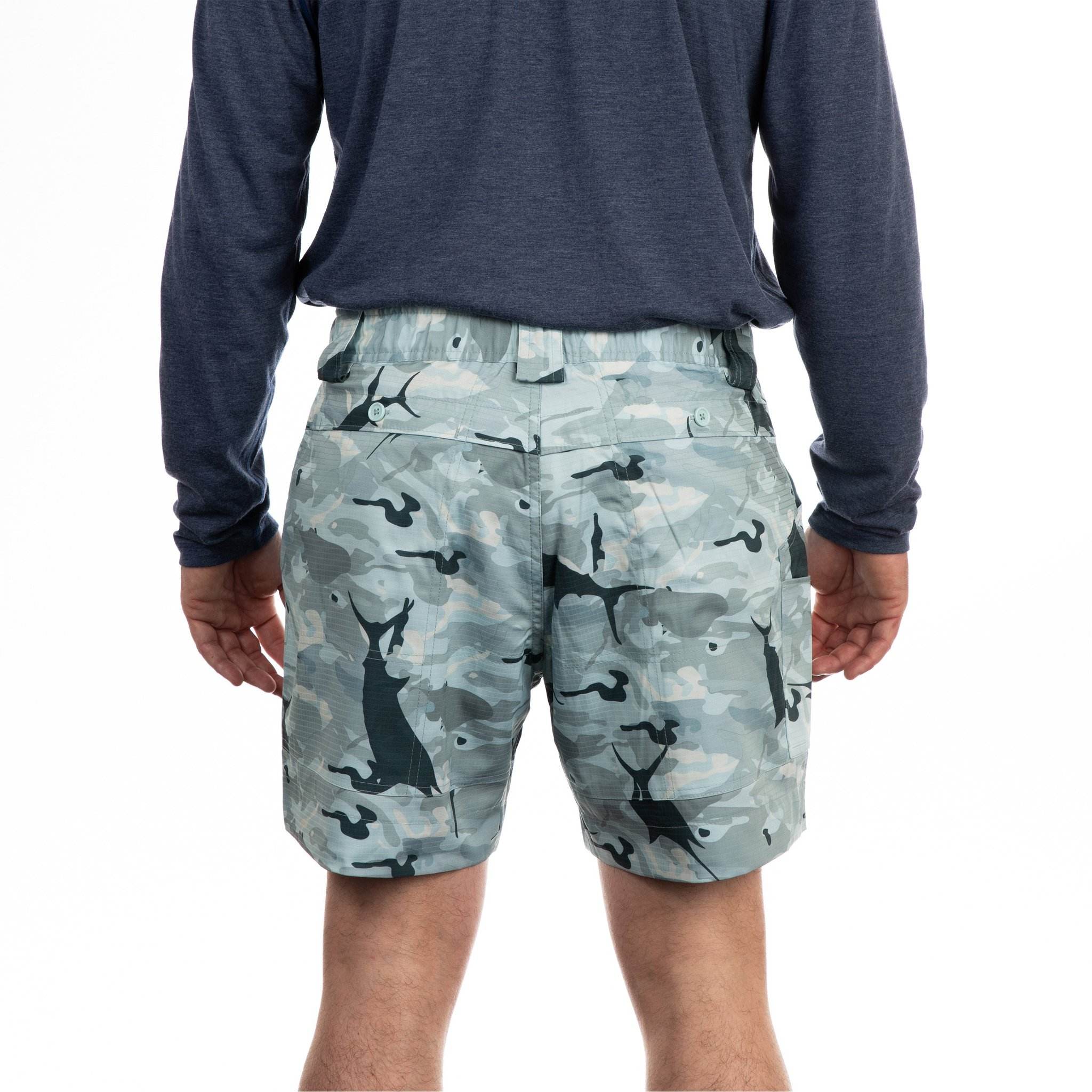 Pantaloncini da pesca da uomo con logo personalizzato del produttore OEM 95% poliestere 5% elastan Camo Quick Dry