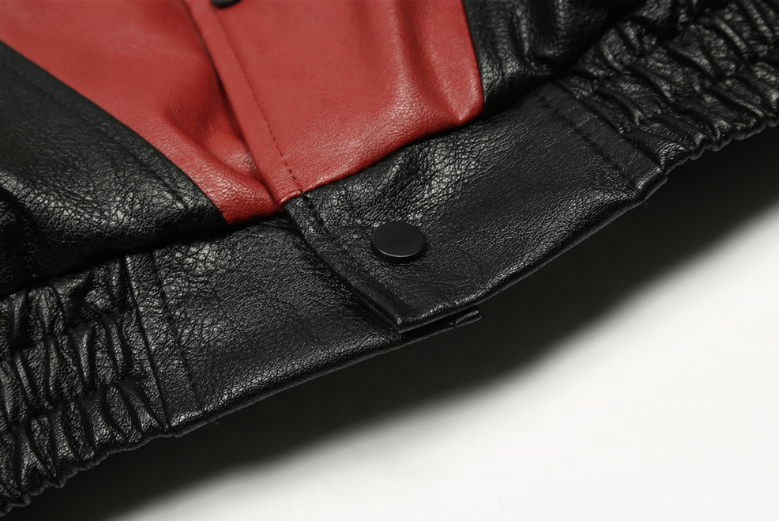Oem Manufacturer Customized Casual Color Block Embroidery Plus Sizes Artificial Leather Men's Jacket