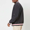 Custom Logo Design Crew Neck Varsity Striped Trim Men's Black Bomber Jackets