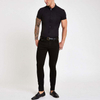 OEM Manufacturer Wholesale Mens Dress Shirts Black Poplin Grandad Collar Muscle Fit Shirt
