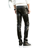 OEM Manufacturer Customized Faux Leather Zipper Custom Pants Skinny Patchwork Men's Pants