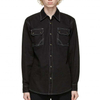 OEM Manufacturer Custom High Quality Long Sleeve Contrast Stitching Black Denim Shirt For Men