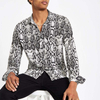 OEM Manufacturer Shirts For Men Hawaiian Shirt Grey Snake Print Long Sleeve Shirt